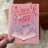 "You've always been the hero" Peach Mother's Day Card