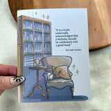 "Celebrated with a good book" Quote Bookish Birthday Card