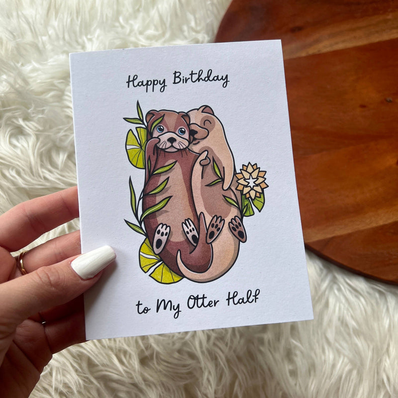 Otter Half Birthday Card
