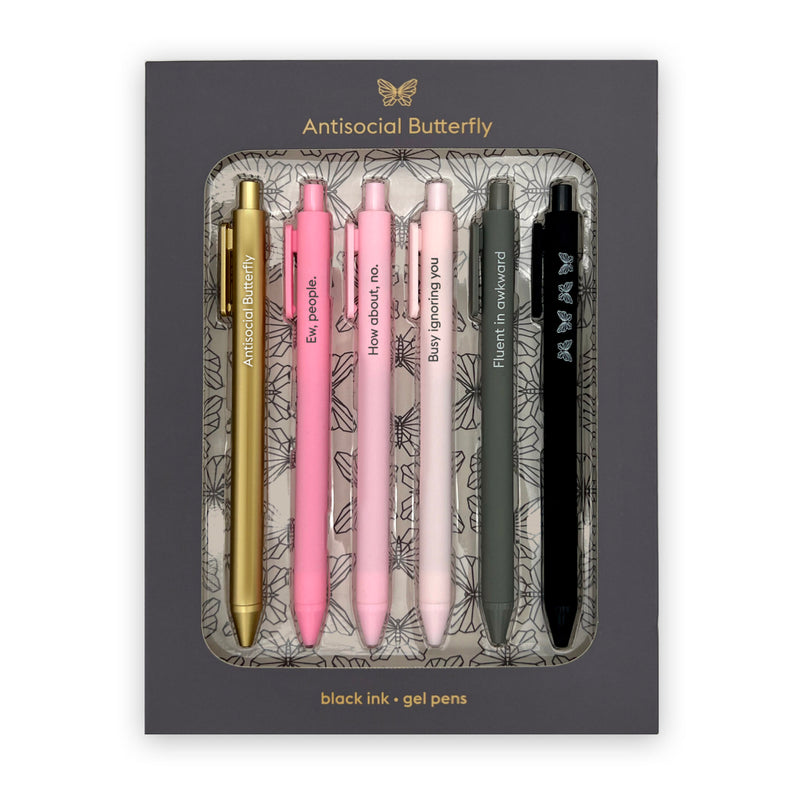 Antisocial Butterfly Black Ink Gel Pens