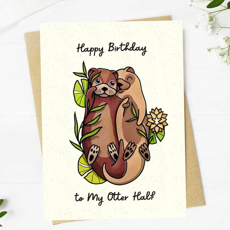 Otter Half Birthday Card