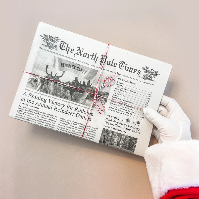 North Pole Times Newspaper Holiday Gift Wrap + Activity