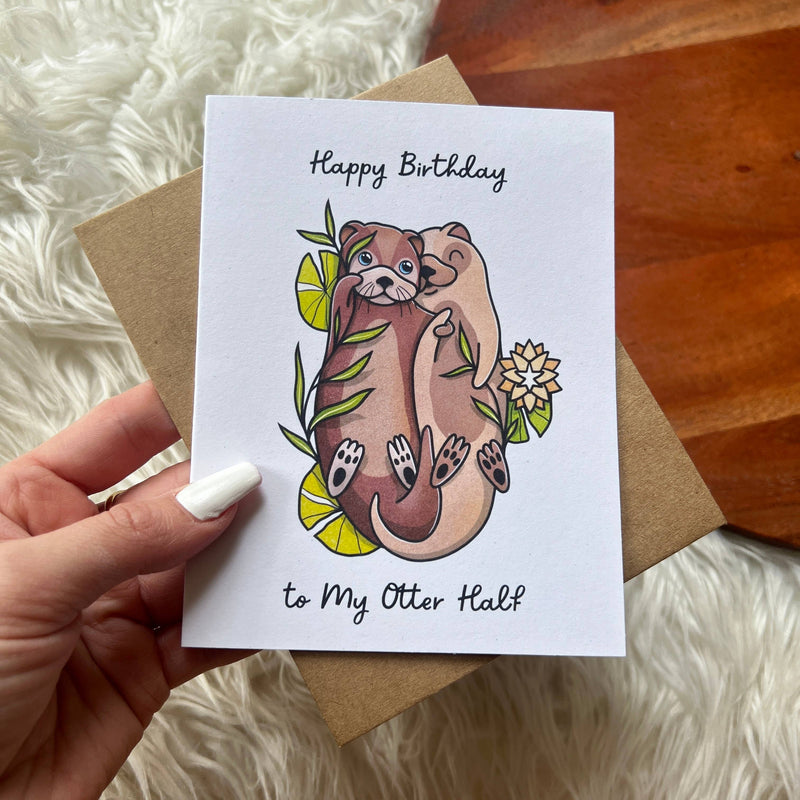 Otter Half Birthday Card