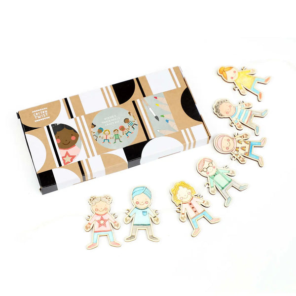 Wooden Paper Dolls Garland Craft Kit