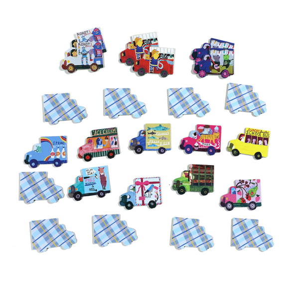 Trucks and a Bus Memory and Matching Game